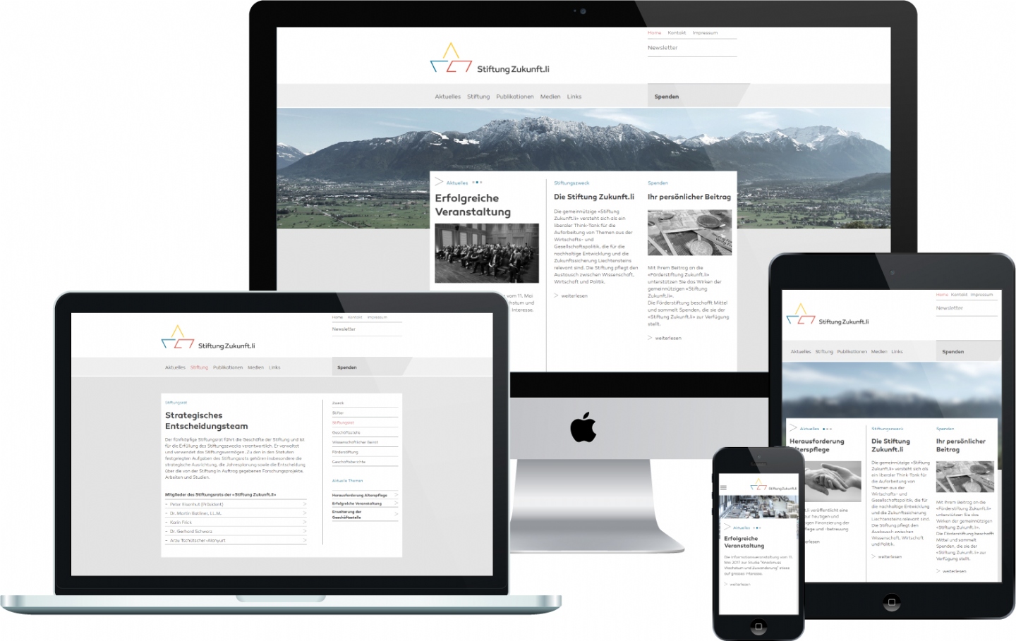 Stiftung Zukunft.li - Responsive Website, CMS